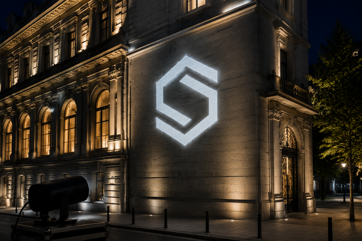 logoprojektion-fassade-branding-und-architektur-sinnvoll-verbinden
